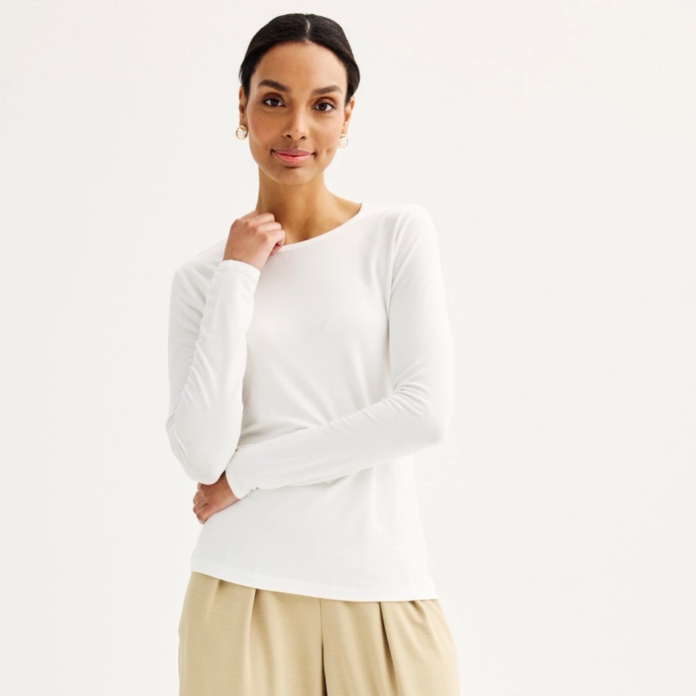 NWOT Nine West Elegant White Long Sleeve Tee